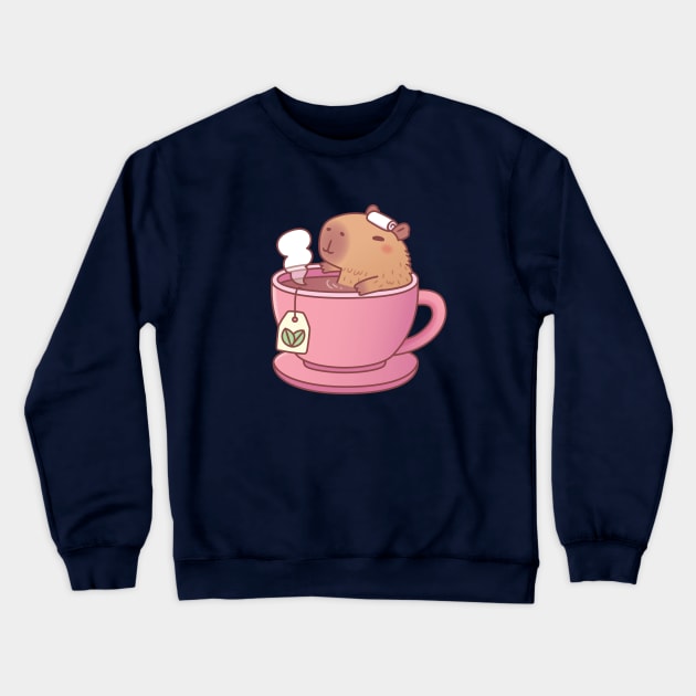 Cute Capybara Relaxing In Cup Of Tea Crewneck Sweatshirt by rustydoodle